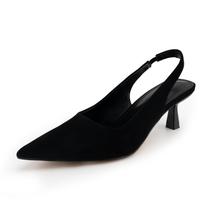 Sapatos heelchic femininos Slingback Kitten Heels Black Suede Sapatos heelchic femininos Slingback Kitten Heels Black Suede