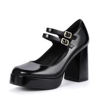 Sapatos IDIFU Mary Janes para mulheres, pretos, plataforma, salto de 10 cm Sapatos IDIFU Mary Janes para mulheres, pretos, plataforma, salto de 10 cm