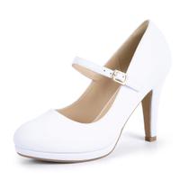 Sapatos IDIFU White Pumps, plataforma feminina, salto alto de 10 cm