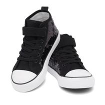 Sapatos infantis AOVOG High Top Canvas Sparkly Sequin Black 9