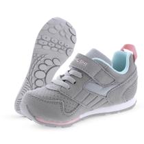 Sapatos infantis TSUKIHOSHI Racer com fecho de alça cinza/rosa - 10 crianças