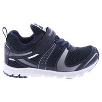 Sapatos infantis TSUKIHOSHI Velocity com fecho de alça azul/prateado, 4 crianças grandes