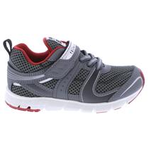 Sapatos infantis TSUKIHOSHI Velocity com fecho de alça cinza/vermelho 7 crianças grandes