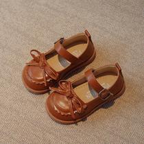 Sapatos Mary Jane Flats em Couro PU Macio para Meninas - Marrom, Bege e Preto