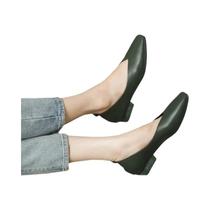 Sapatos Mary Jane Verdes Com Bico Quadrado Para Mulheres, Retro, Verão, Sola Baixa, Confortáveis E