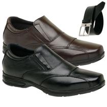 Sapatos Masculinos Social Kits 2 pares Leve e Confortável Solado Costurado Cinto