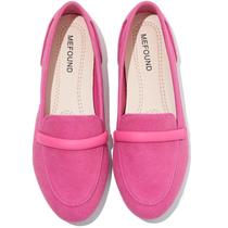 Sapatos MEFOUND Flats Ballet Fashion, bico redondo, couro, couro, mulheres