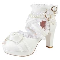 Sapatos MEOTINA Lolita Mary Jane Platform White Heels Femininos