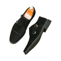 Sapatos Monk Com Fivela Dupla Marrom, Sapatos Sociais Masculinos Pretos Com Bico Quadrado, Tamanhos