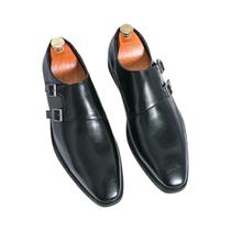 Sapatos Monk De Couro Retro Masculinos Com Bico Fino E Fivela Para Negócios Confortáveis Para