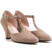 Sapatos MOOMMO Chunky Block Heel Mary Jane Pumps femininos cinza