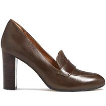 Sapatos MOOMMO High Chunky Heel Loafers Pumps Tan Women 9.5