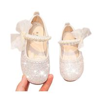 Sapatos Oxford De Couro PU Macio Com Pérolas Brilhantes Rosa Bege Para Meninas, Sapatos De Dança