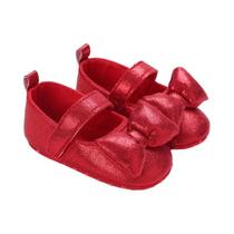 Sapatos Para Bebês Com Solado De Tecido Antiderrapante Vermelho Para 0-1 Ano Estilo Princesa Sapatos