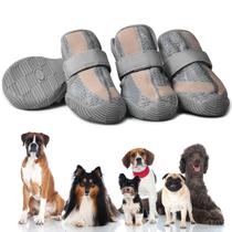 Sapatos para cães, botas respiráveis de malha PETQYS para caminhar, cinza