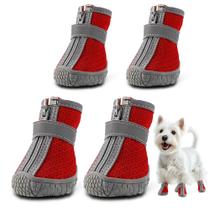 Sapatos para cães JZXOIVA, botas respiráveis, protetor de patas, vermelho, tamanho 3