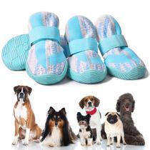 Sapatos para cães PETQYS, botas respiráveis de malha para caminhar, azuis