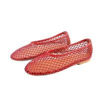Sapatos planos SOVANYOU de malha vermelha para mulheres respiráveis