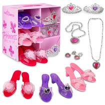 Sapatos Princess Dress Up Dress Up America com tiaras e joias Sapatos Princess Dress Up Dress Up America com tiaras e joias