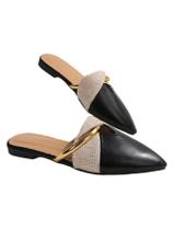 Sapatos rasos BEAUDRM, sandálias femininas Bow Mules Slide, pretas e bege