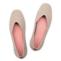 Sapatos rasos casuais Frank Mully femininos com bico quadrado tricotados nus Sapatos rasos casuais Frank Mully femininos com bico quadrado tricotados nus
