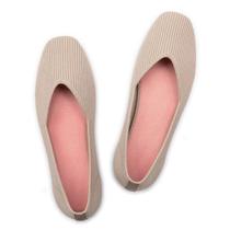 Sapatos rasos casuais Frank Mully femininos com bico quadrado tricotados nus Sapatos rasos casuais Frank Mully femininos com bico quadrado tricotados nus