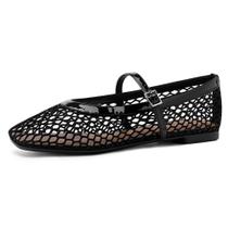 Sapatos rasos Rihero Black Mesh Ballet Flats para mulheres tamanho 9,5