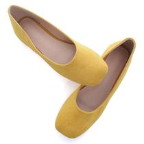 Sapatos SAILING LU Flats, vestido feminino, camurça amarela, tamanho 7,5