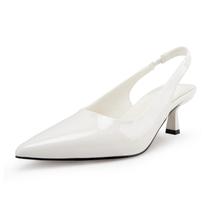 Sapatos Salto Alto Slingback Metalizados Heelchic - Branco - Tamanho 8