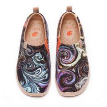 Sapatos sem cadarço UIN Starry Night pintados de lona femininos pretos