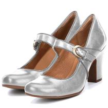 Sapatos SHODENSE vintage Chunky Block Heel Mary Jane Silver