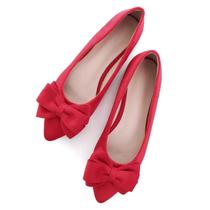 Sapatos sociais de camurça Ballet Flats SAILING LU para mulheres, vermelho, tamanho 10,5