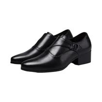 Sapatos Sociais Masculinos De Couro Genuíno Preto Com Aumento De Altura De 6cm, Calçados Masculinos