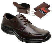 Sapatos Social Masculino Confortável Couro Premium Macio Com Cinto e Carteira - Gmm Shoes