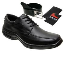 Sapatos Social Masculino Confortável Couro Premium Macio Com Cinto e Carteira