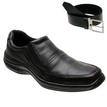Sapatos Social Masculino Ortopédico Couro Legítimo Confort + Correia