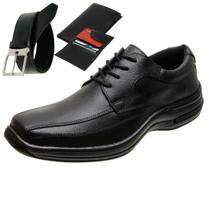Sapatos Social Ortopédico com Cadarço Ajustável Conforto Masculinos Com Cinto + Carteira
