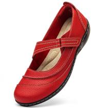 Sapatos TALENAVA Mary Jane Flats femininos de couro vermelho tamanho 10