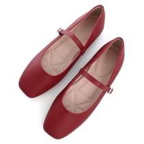 Sapatos TN TANGNEST Mary Jane Ballet Flats femininos de couro vermelho