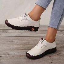 Sapatos vulcanizados femininos de couro pu sapatos casuais macios e confortáveis sapatos baixos