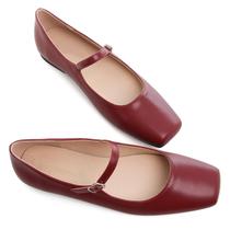 Sapatos WENJIAZHIZHI femininos Mary Janes Ballet Flats Wine Red 44 Sapatos WENJIAZHIZHI femininos Mary Janes Ballet Flats Wine Red 44