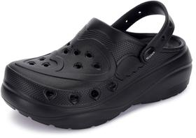 Sapatos WHITIN Tamancos Mule Femininos Anabela Slip-On Preto Sapatos WHITIN Tamancos Mule Femininos Anabela Slip-On Preto