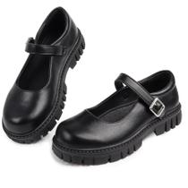 Sapatos Wulubaba Girls Dress Mary Jane Flats pretos tamanho 2 Sapatos Wulubaba Girls Dress Mary Jane Flats pretos tamanho 2
