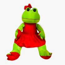 Sapinha De Pelúcia Verde Com Vestido Vermelho Linda Sapinha De Pelúcia Verde Com Vestido Vermelho Linda