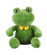 Sapo Pelúcia Verde Sentado com Gravata Amarela 31cm