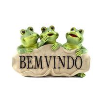 Sapo Trio Bem Vindo Jardim Decoração Resina Resiste Ao Tempo Sapo Trio Bem Vindo Jardim Decoração Resina Resiste Ao Tempo