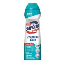 Sapólio Radium Cremoso 250ml para Limpeza de Superfícies Delicadas Limpeza Pesada sem Danos, Fácil de Usar e Econômico