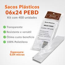 Saquinho de Geladinho Transparente PEBD 6x24cm Sacolé Gelinho 400 Unid