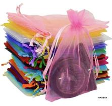 Saquinho de organza Fita Cetim 10x15 cor Rosa -100 Unidades
