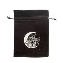Saquinho de Veludo Preto com Estampa Prateada - Eclipse das Flores Saquinho de Veludo Preto com Estampa Prateada - Eclipse das Flores